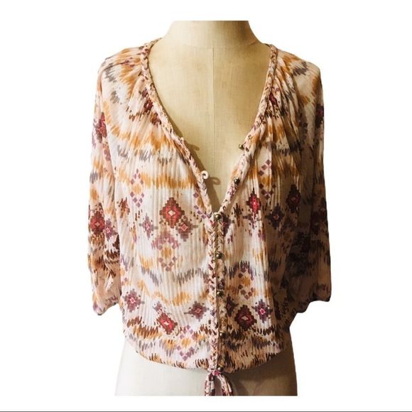 American Rag Cie Boho Aztec blouson Top. - Picture 1 of 11